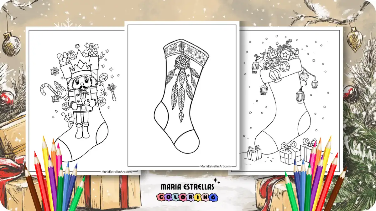 Christmas Stocking Coloring Pages Featured Image