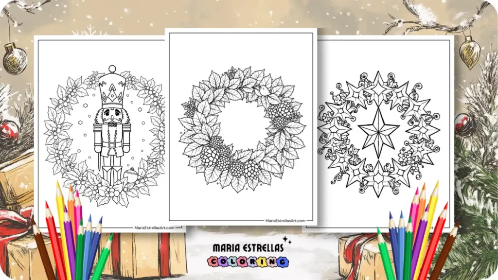 Christmas Wreath Coloring Pages Featured Image