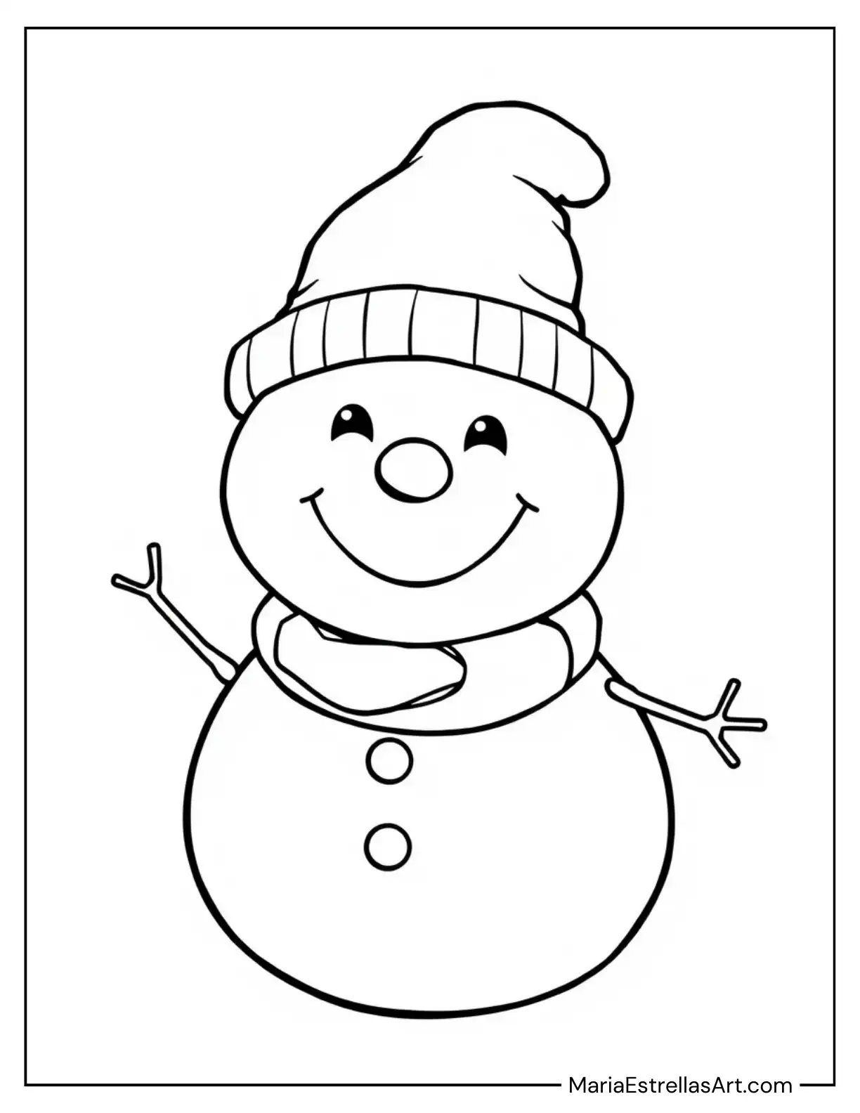 Cute Snowman with a Big Happy Smile Coloring Sheet