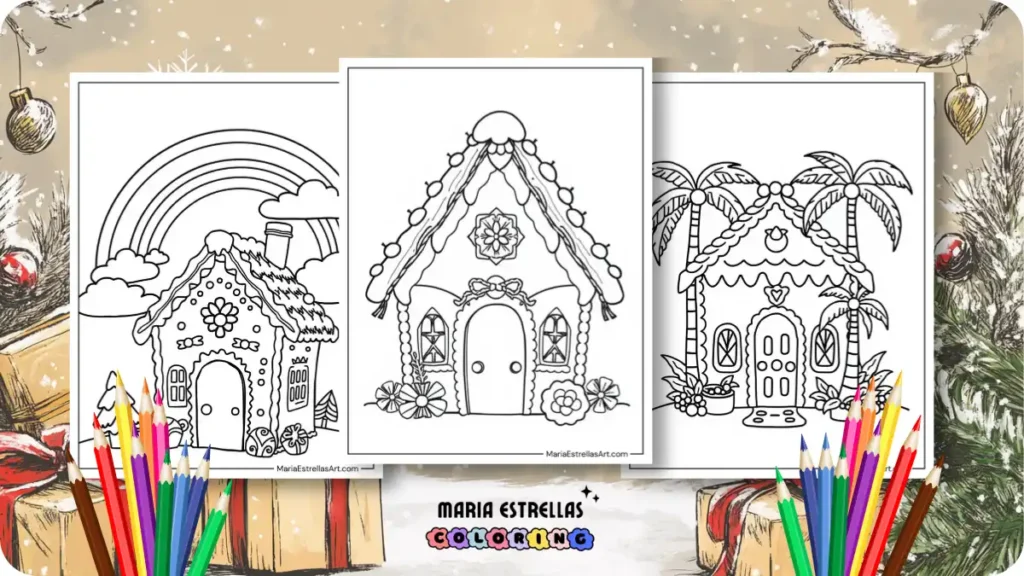 Gingerbread House Coloring Pages Featured Image