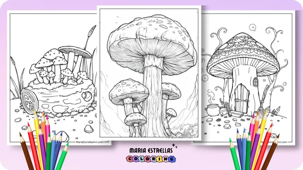 Mushroom Coloring Pages Featured Image