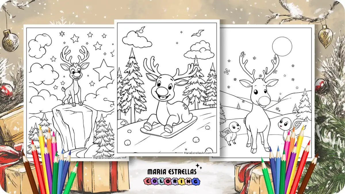 Rudolph Coloring Pages Featured Image