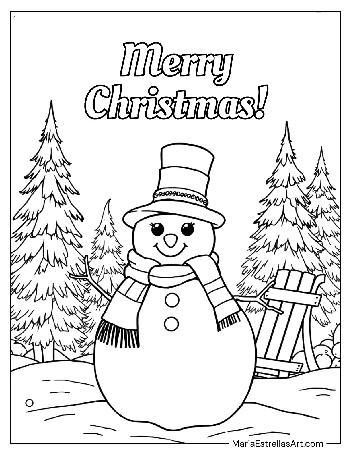 Simple Snowman with Cozy Scarf Coloring Page