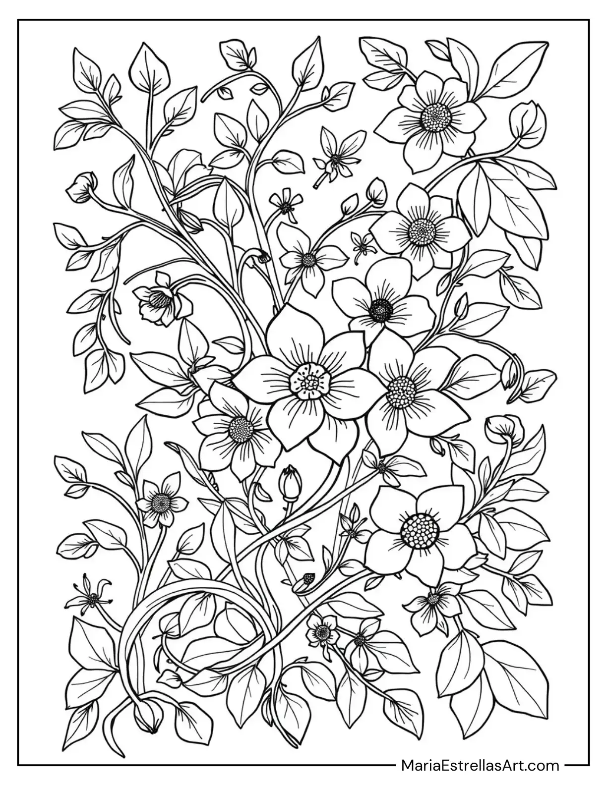 Abstract Floral Patterns for Relaxation Coloring Sheet