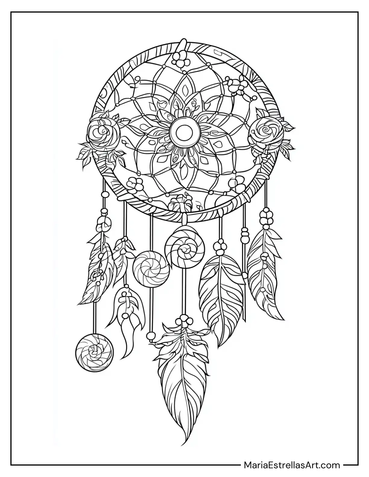 Candyland Dreamcatcher With Lollipops Coloring Sheet