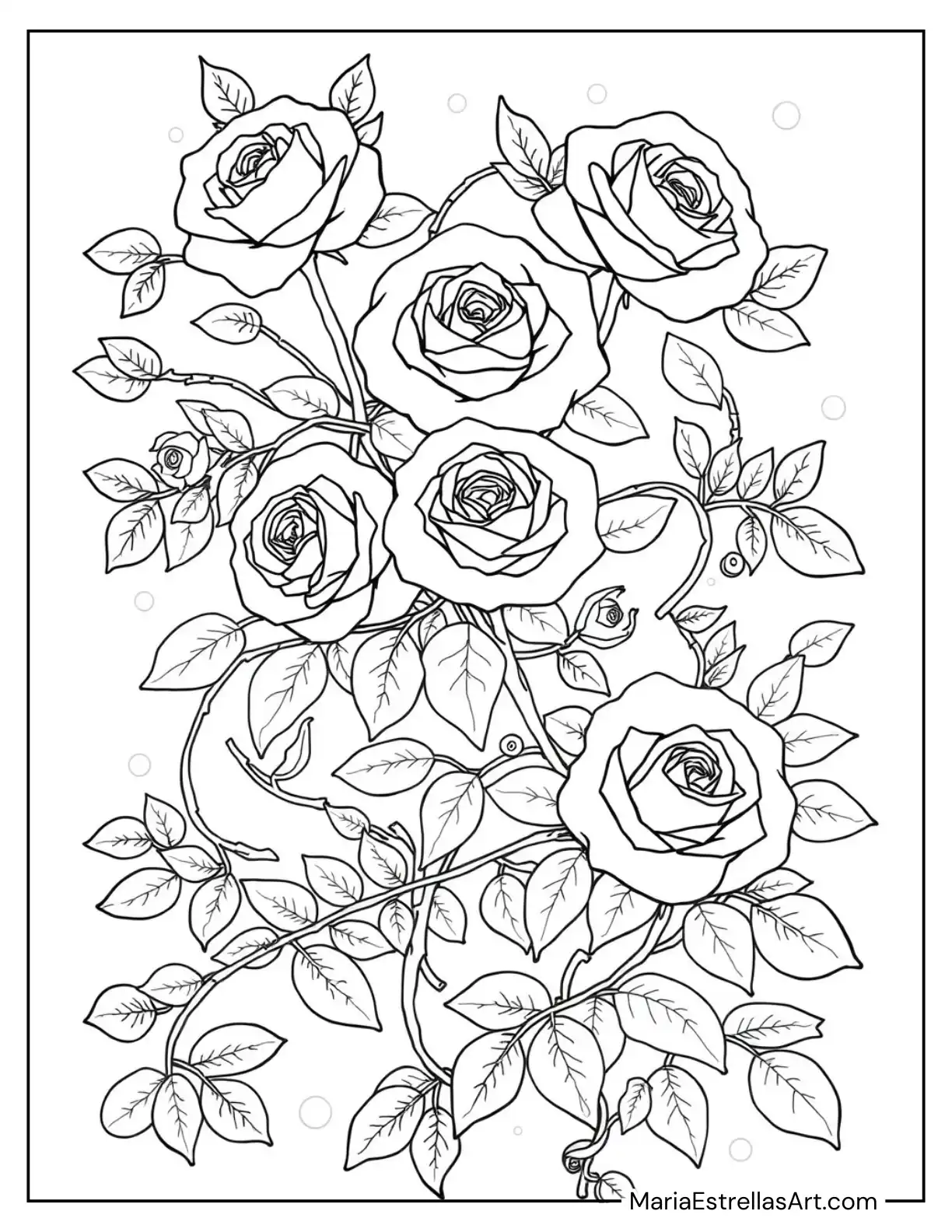 Rose and Vine Pattern to Color for Kids