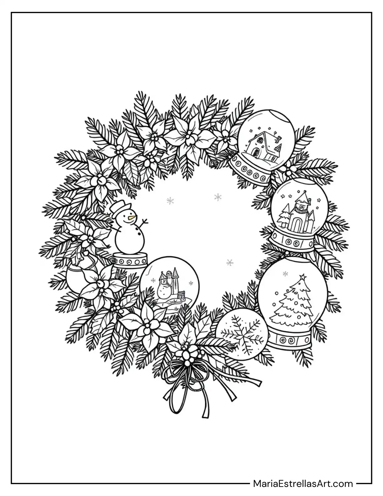 Festive Wreath Featuring Snow Globes