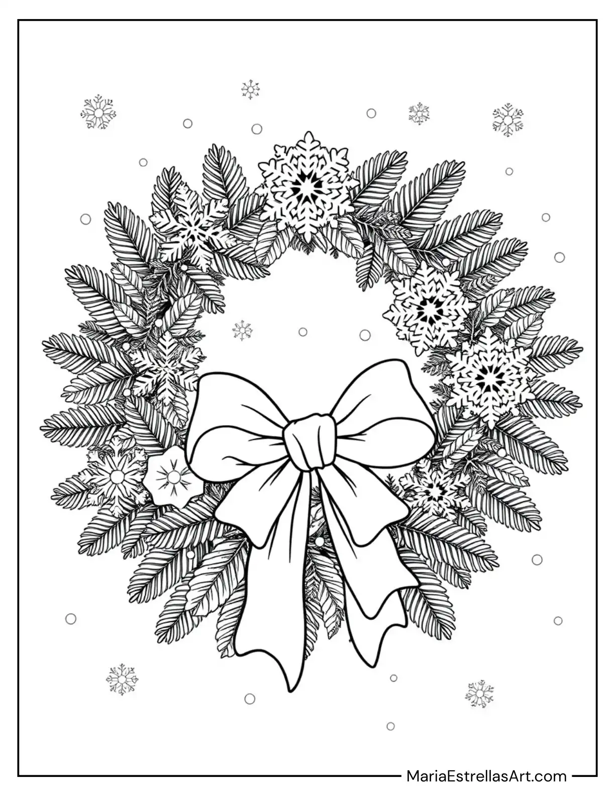 Frosty Christmas Wreath With Snowflakes