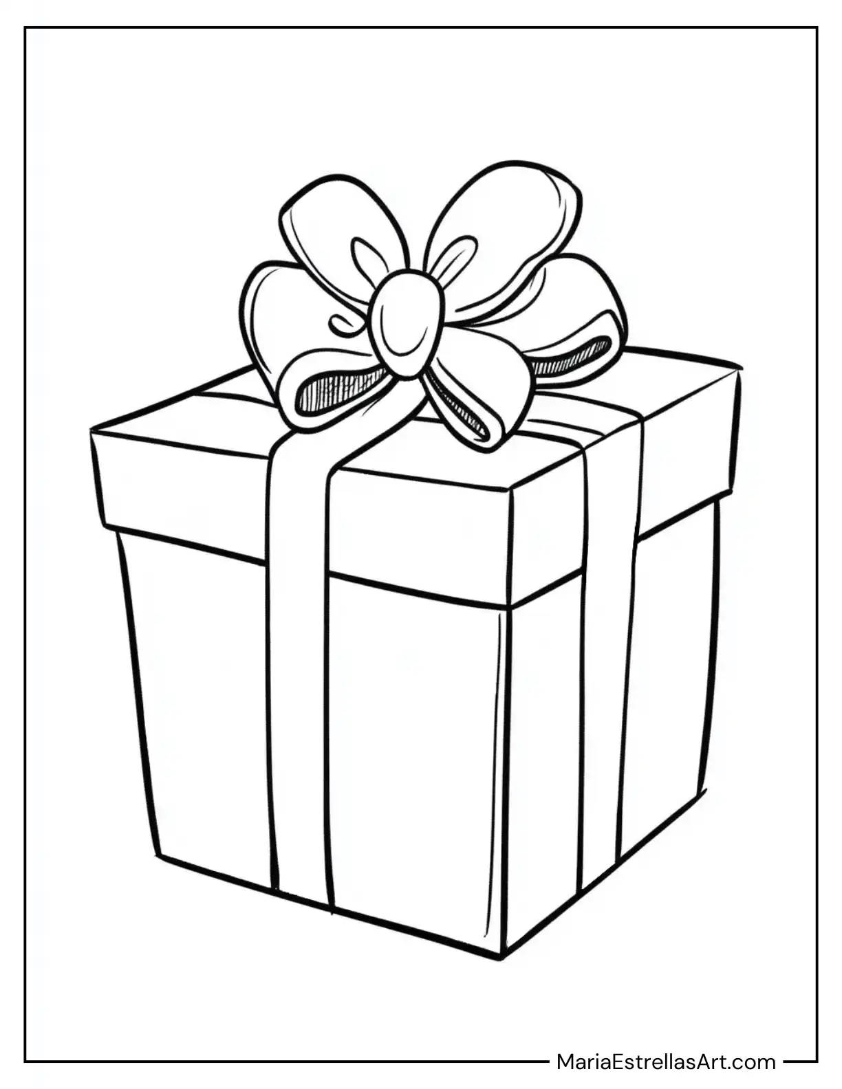 Giant Gift Box With a Big Bow to Color for Kids