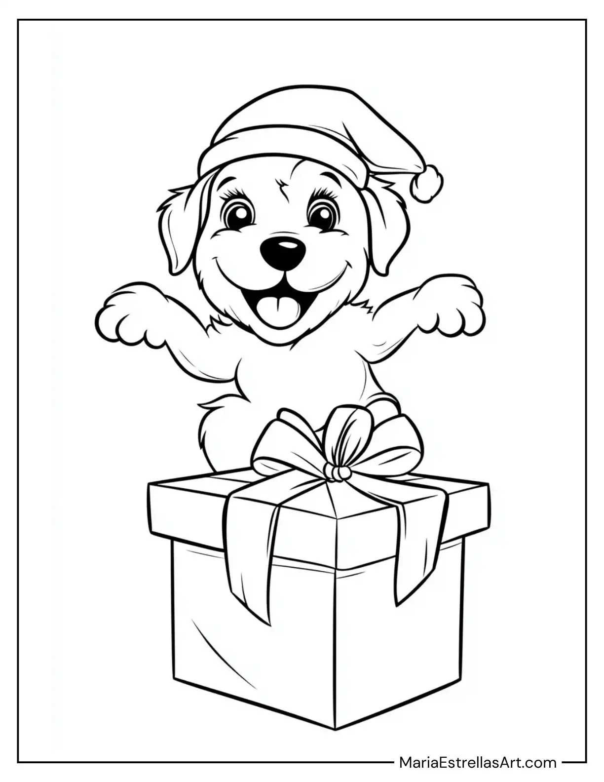 Gift Box for a Dog to Color for Kids