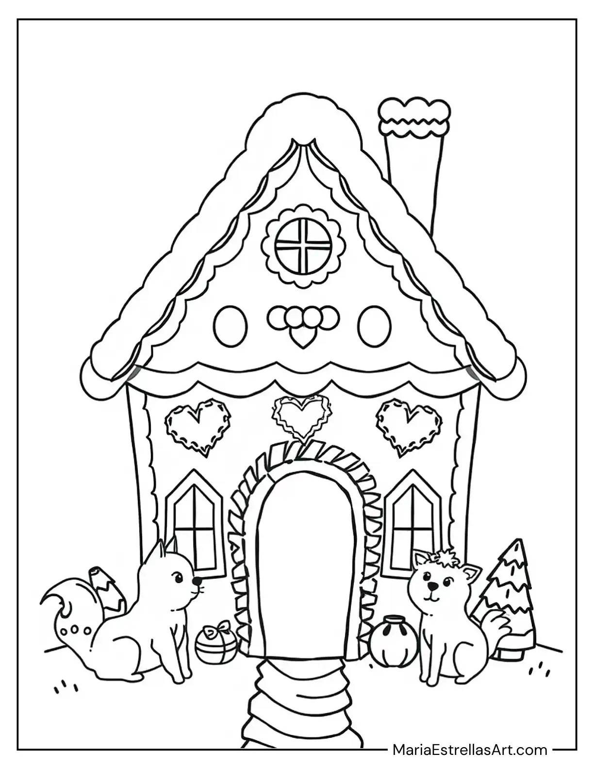 Gingerbread House With Tiny Animal Friends