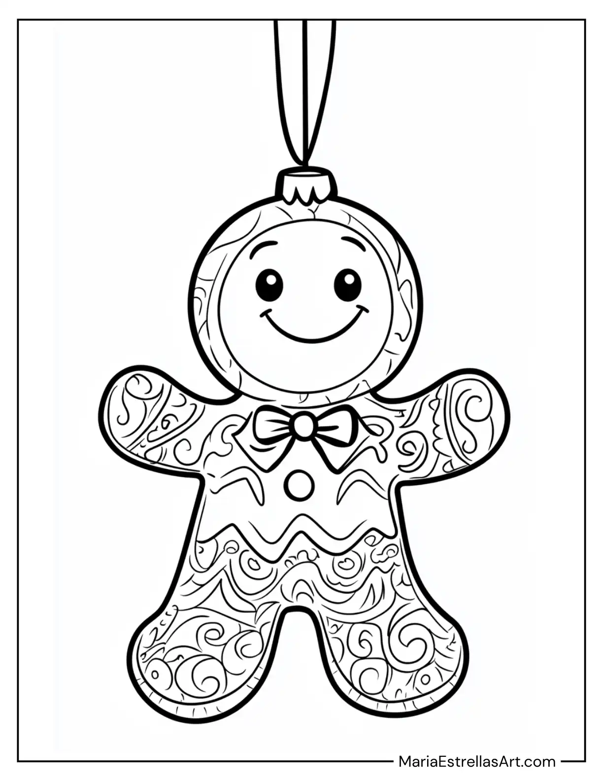 Gingerbread Man Ornament to Color for Kids