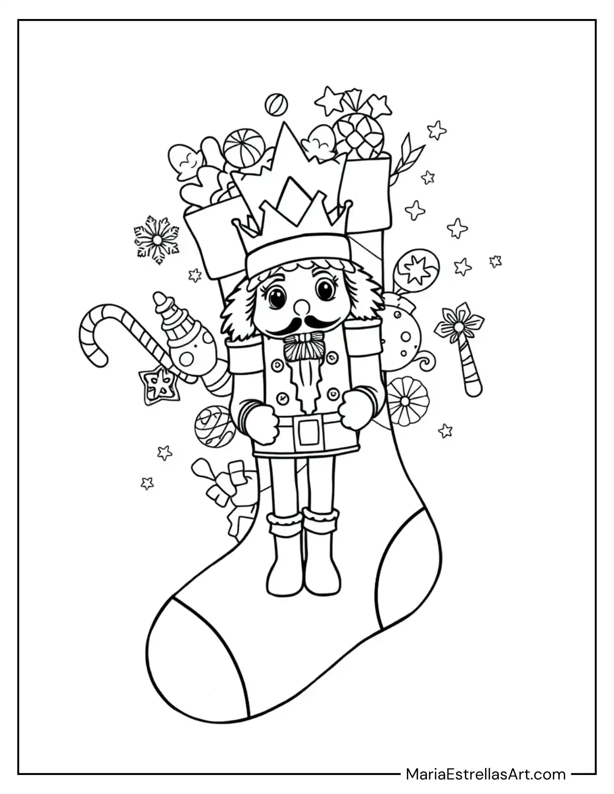 Holiday Stocking With a Nutcracker Coloring Page