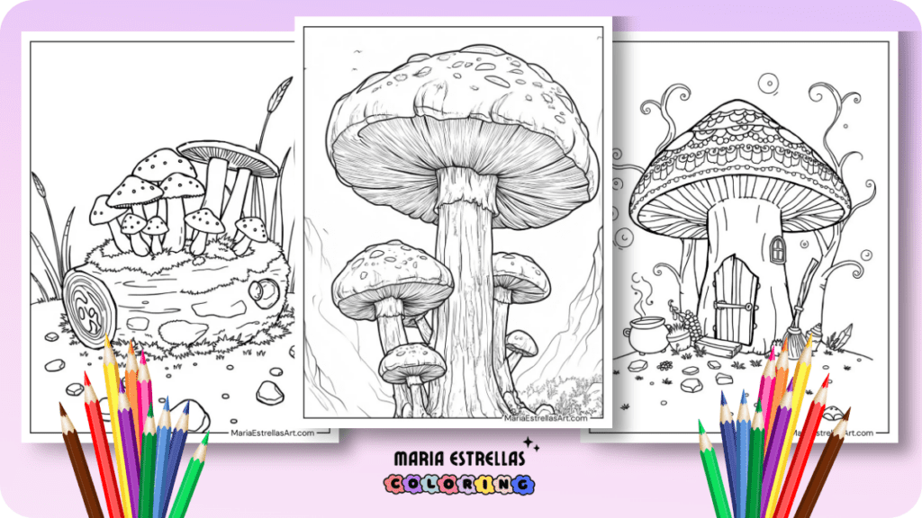 Mushroom Coloring Pages Featured Image