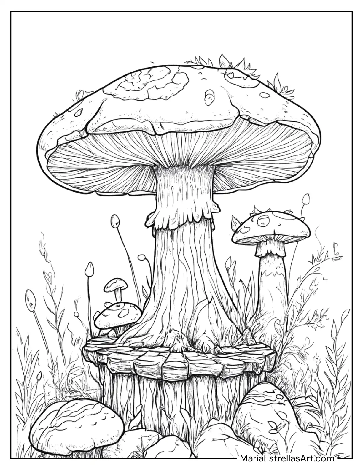 Mushroom Throne for a Tiny Woodland King Coloring Page