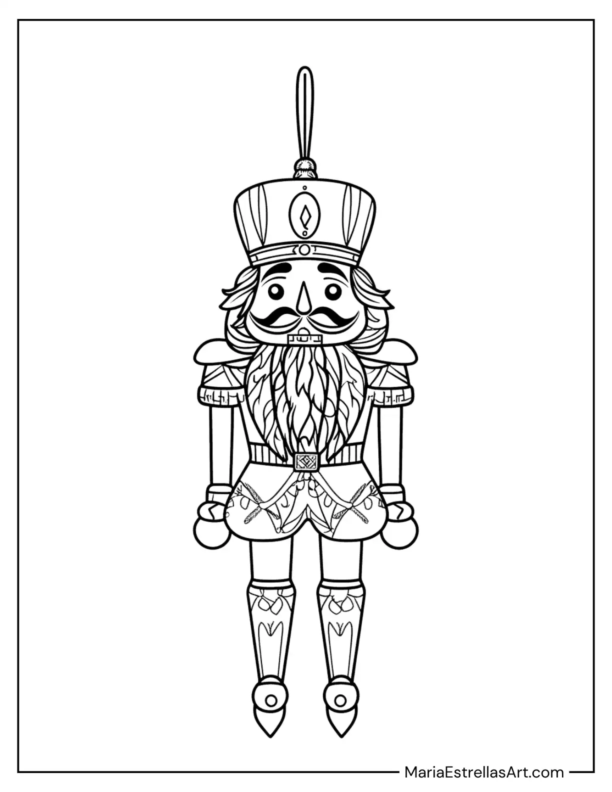 Nutcracker-Themed Christmas Ornament Coloring Page