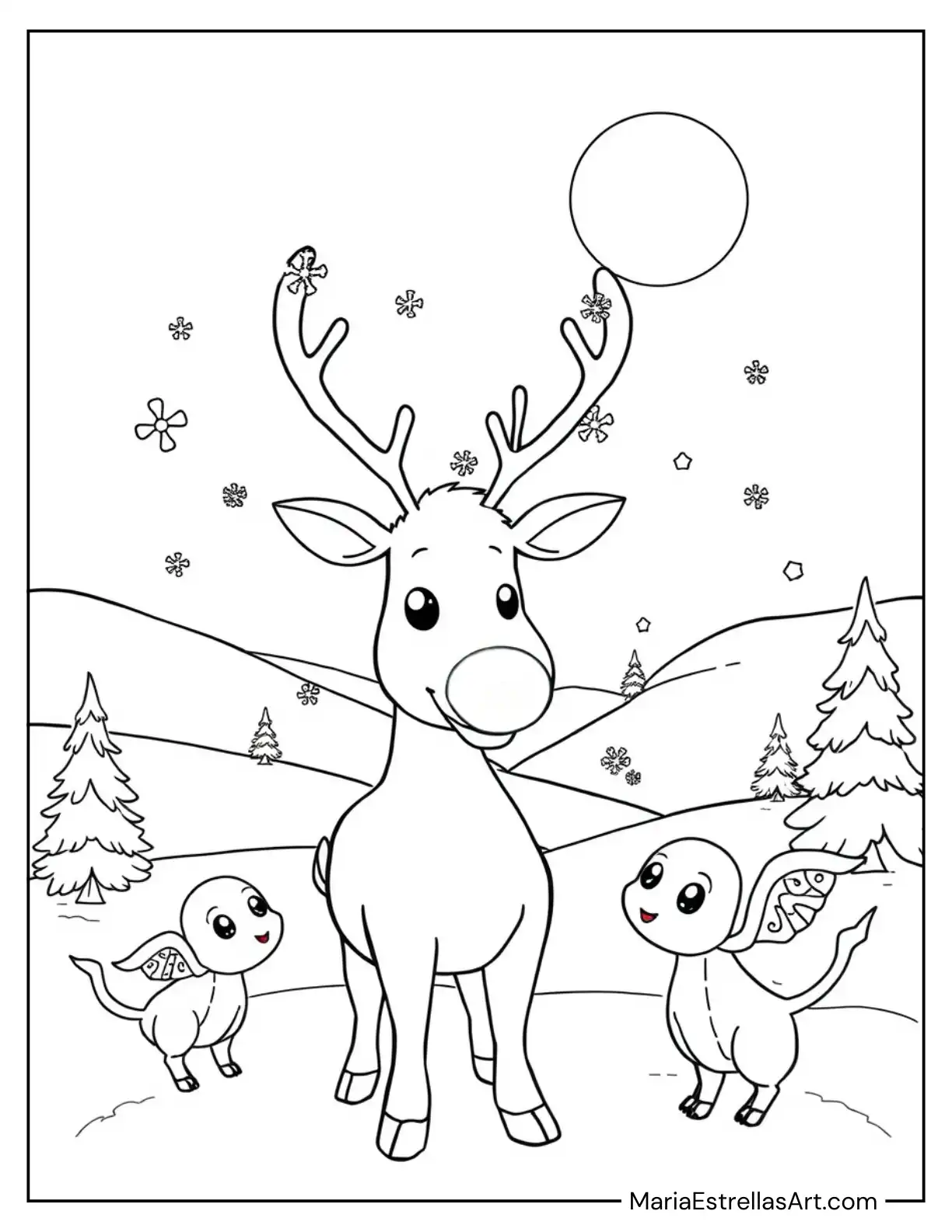 Rudolph and Snow Griffins to Color for Kids