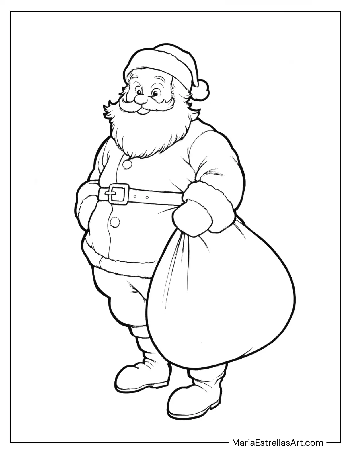 Santa Claus With a Giant Bag to Color for Kids