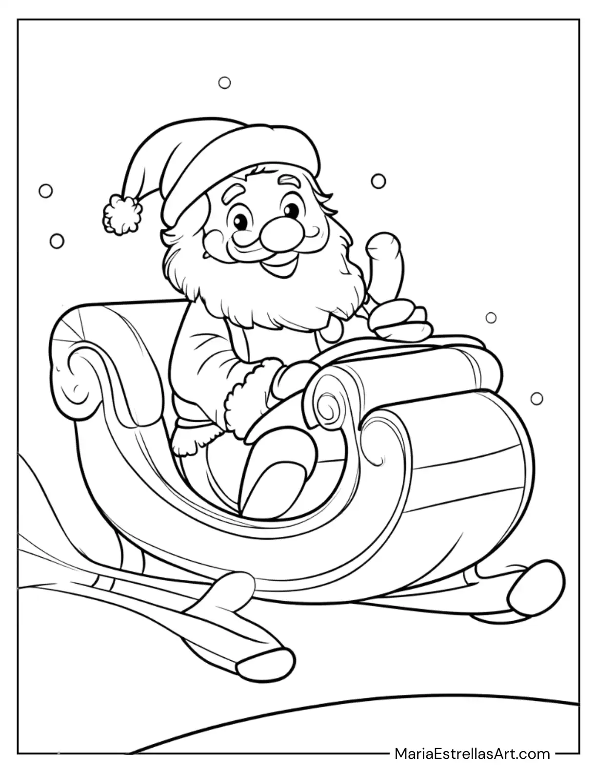 Santa Riding His Sleigh Coloring Page