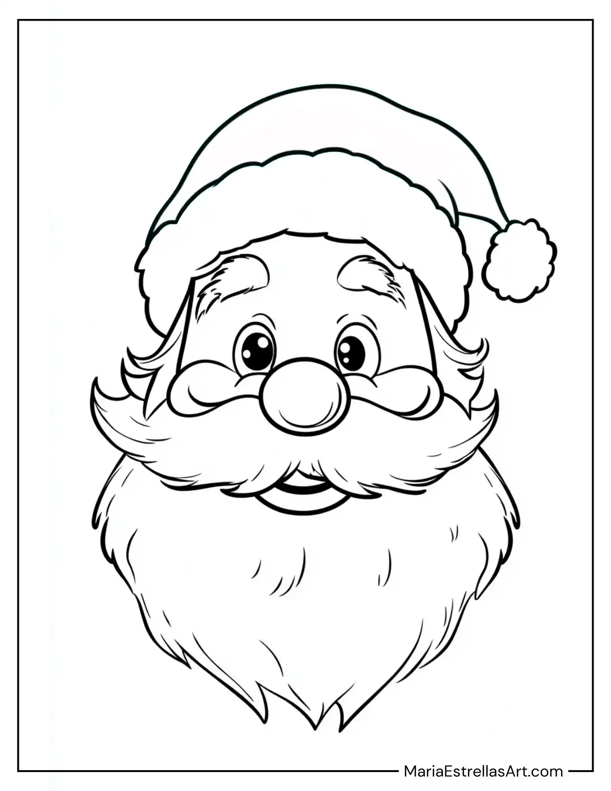 Santa’s Cheerful Face With a Twinkling Eye Coloring Page