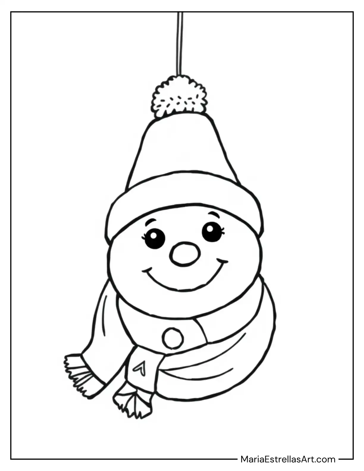 Snowman Face Ornament to Color for Kids