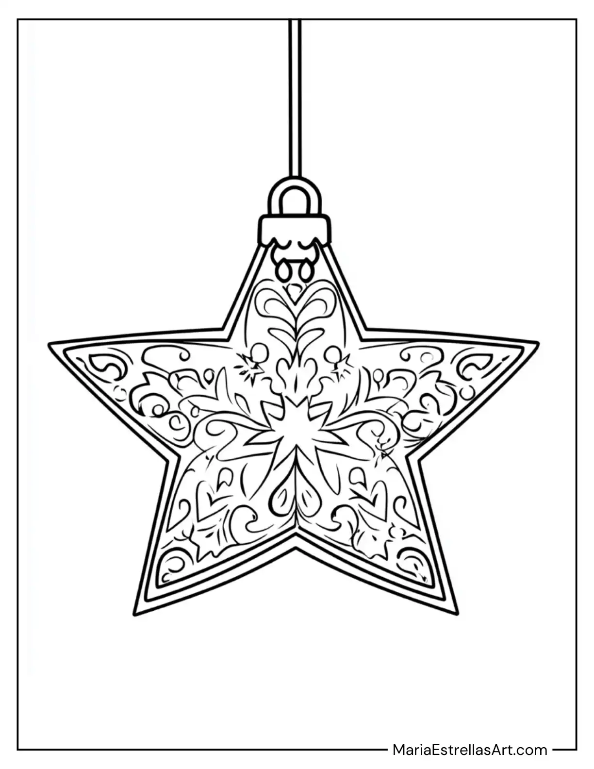 Star-Shaped Ornament to Color for Kids