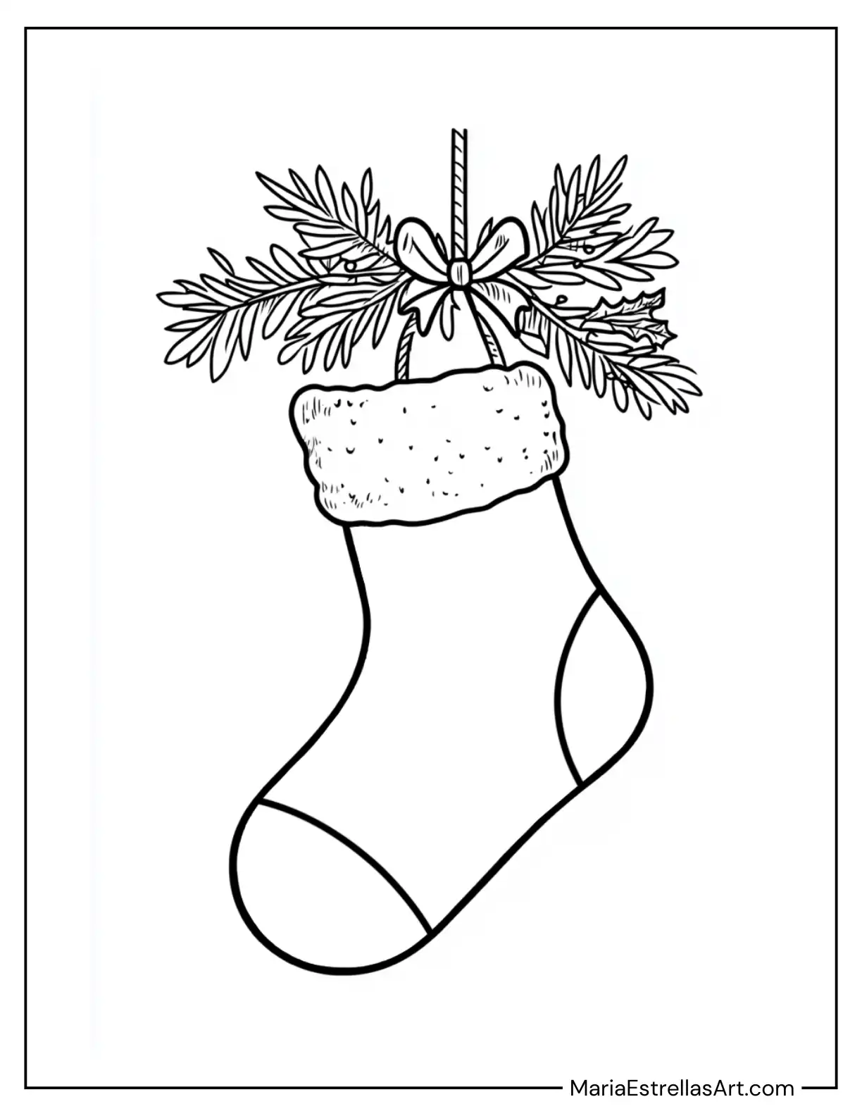 Stocking-Shaped Ornament to Color for Kids