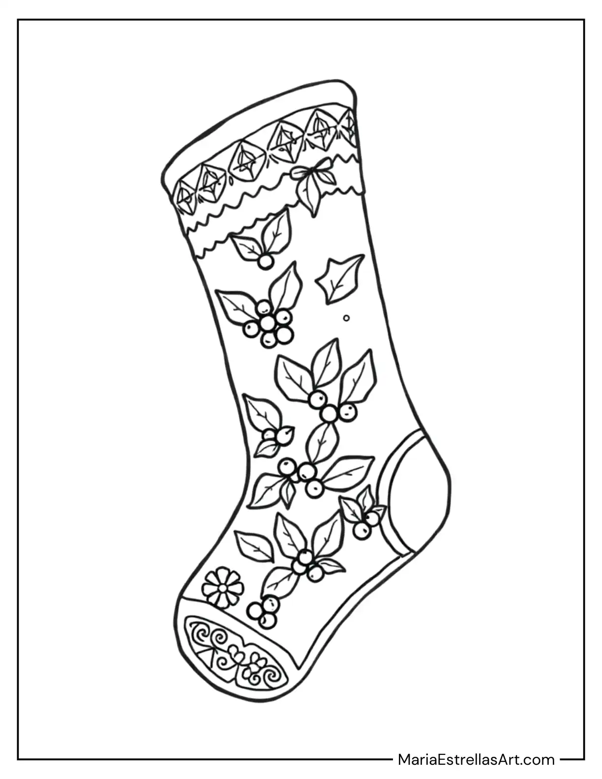 Stocking With Holly Motifs