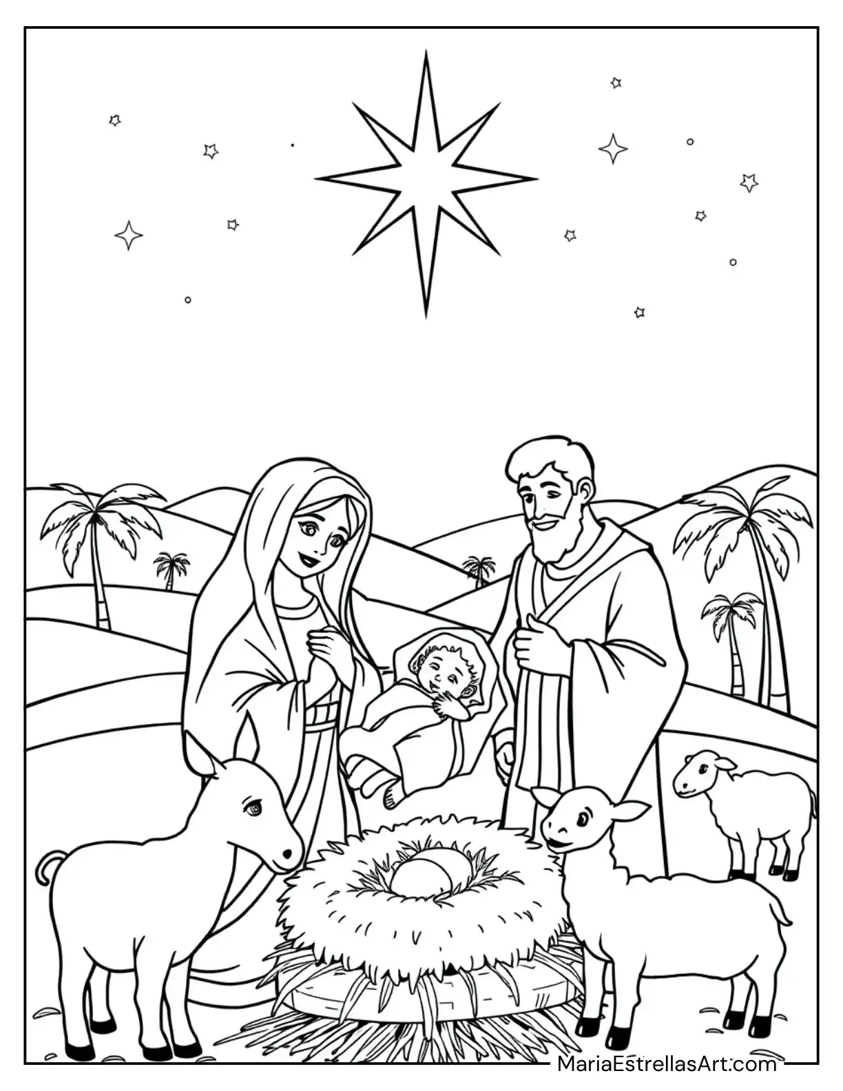 The Holy Family in the Manger Under the Star of Bethlehem