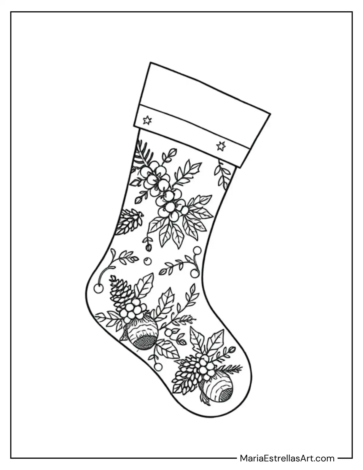 Woodland-Themed Stocking With Pinecones