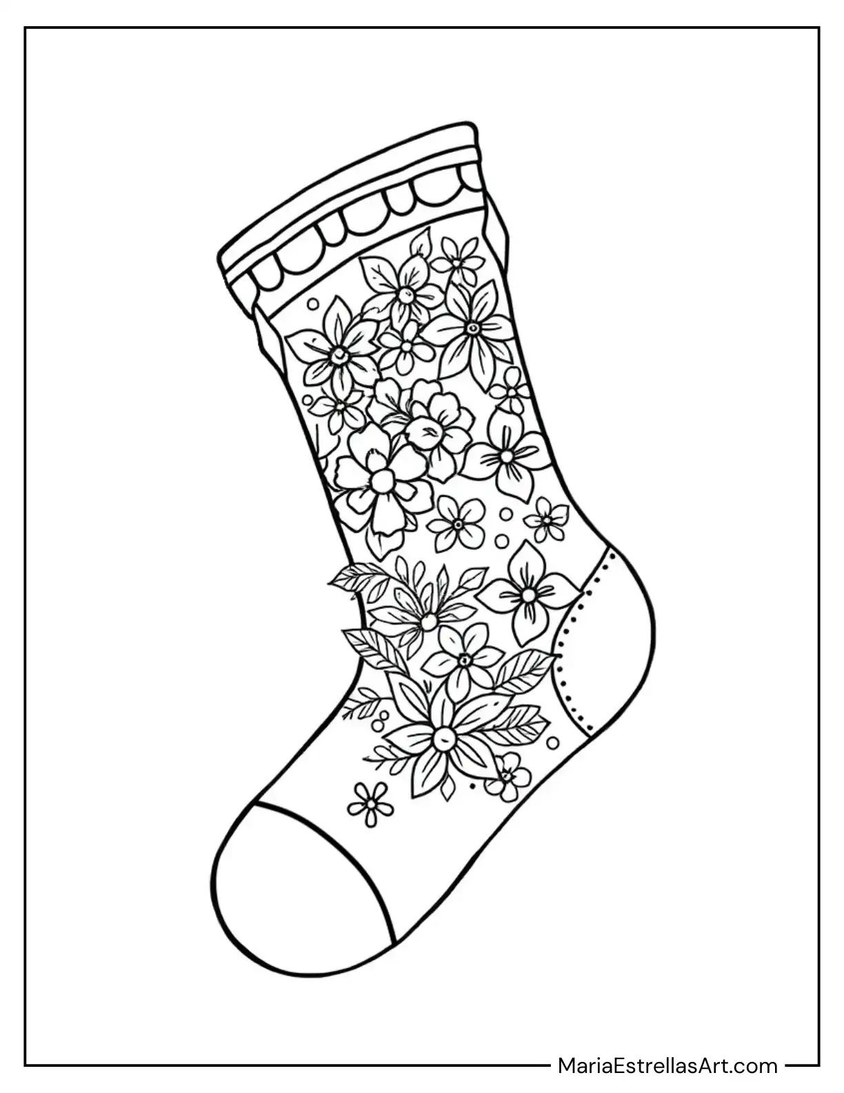 Woodland-Themed Stocking With Winter Flowers