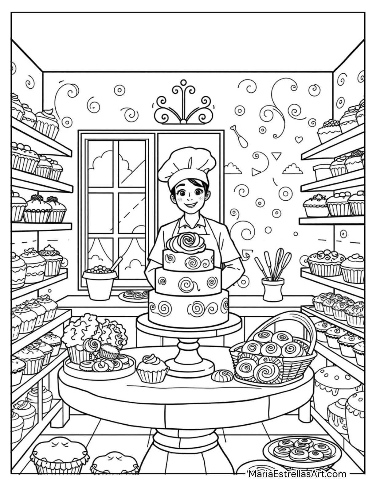 A Little Bakery With Shelves of Cakes, Muffins, and Cookies