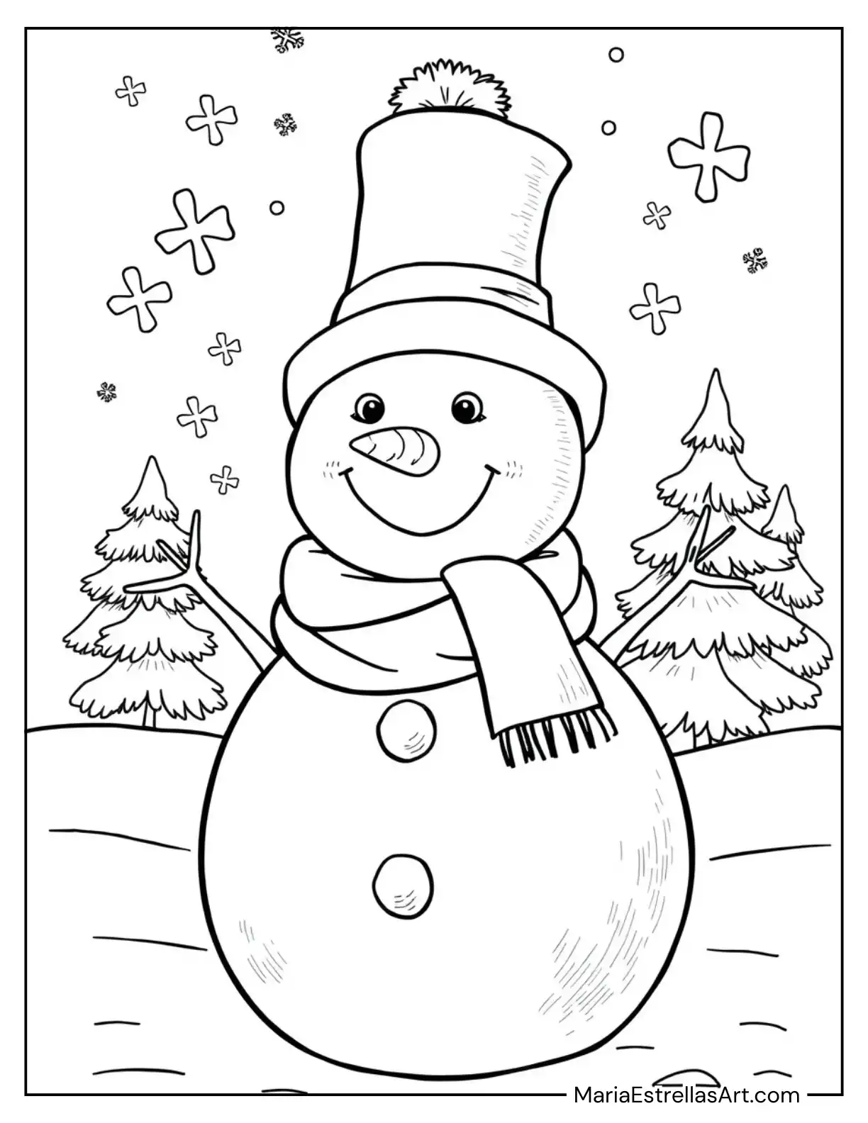 Adorable Snowman with Scarf and Hat