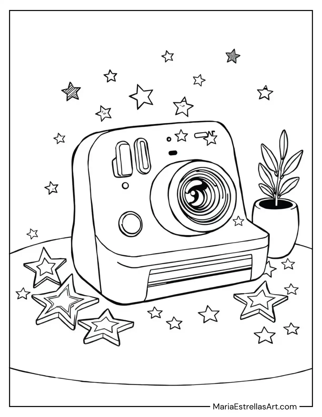 Aesthetic Polaroid Camera With Star Stickers