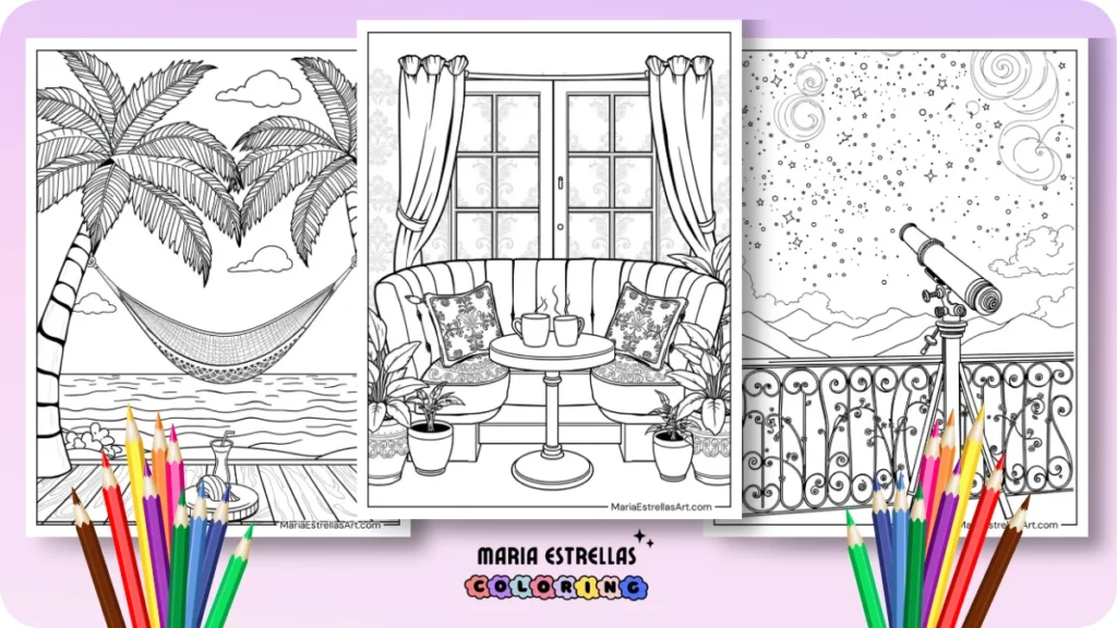 Aesthetic Spaces Coloring Pages Featured Image