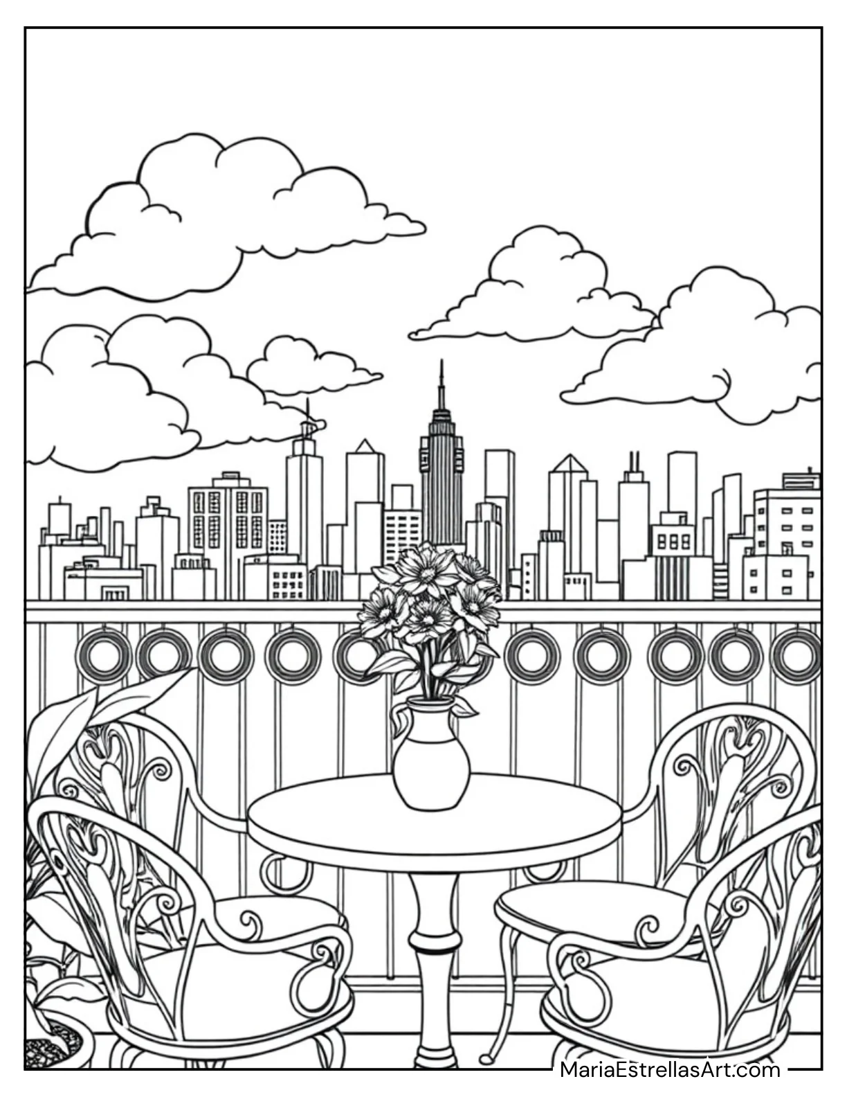 Balcony With a Small Table Coloring Sheet