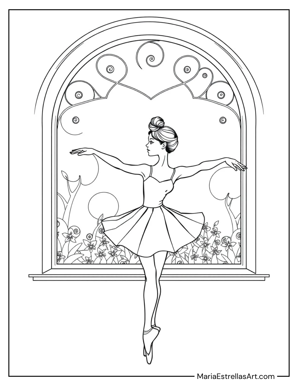 Ballerina Practicing a Stretch Beside a Window