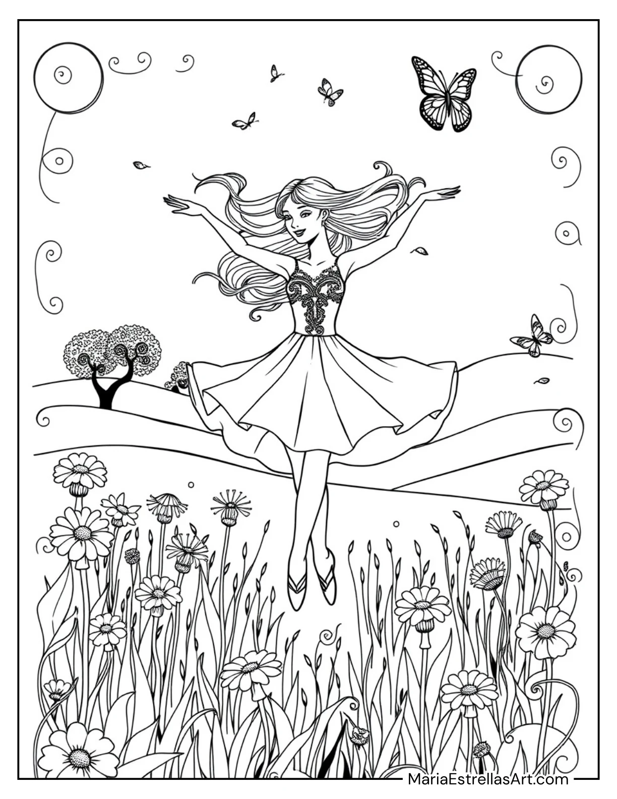 Ballerina Spinning in a Field of Dandelions