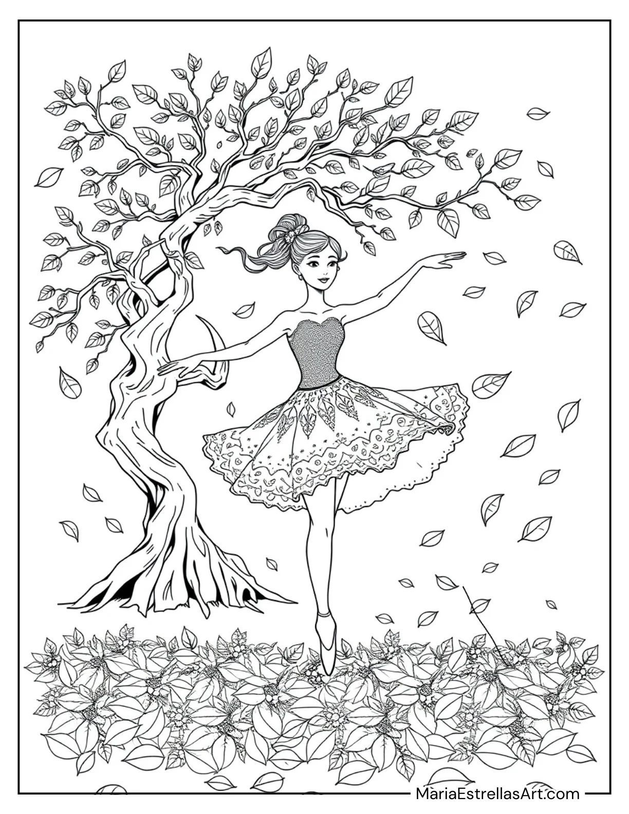 Ballerina Twirling Among Falling Leaves