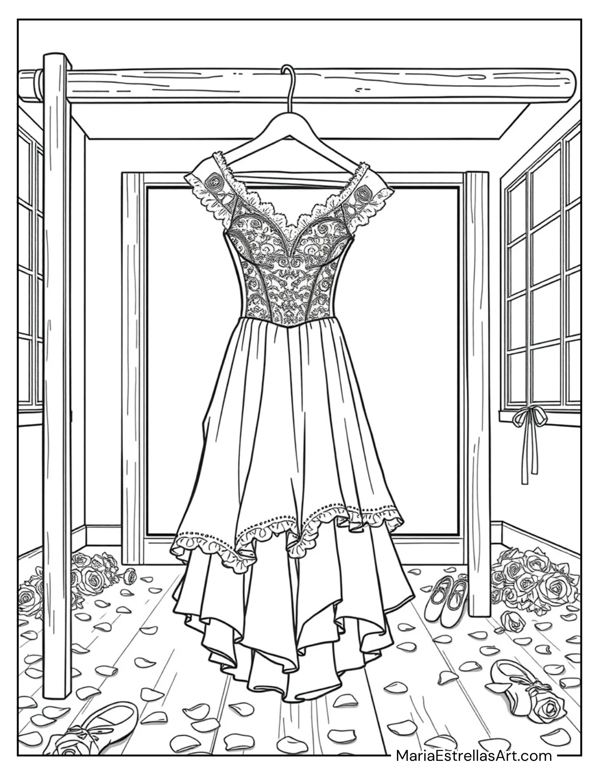 Ballet Costume Hanging on a Rack Coloring Sheet