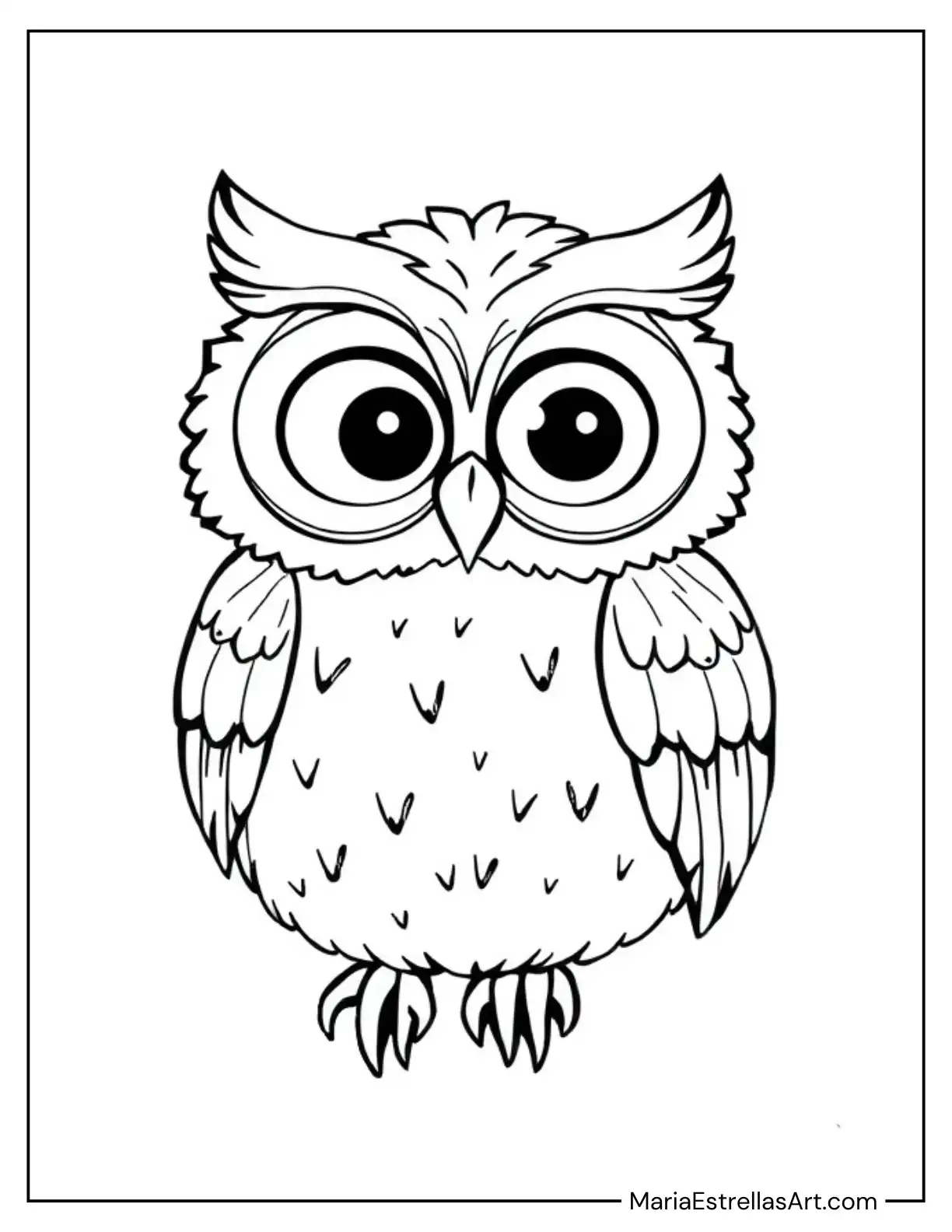 Big-Eyed Owl to Color for Kids