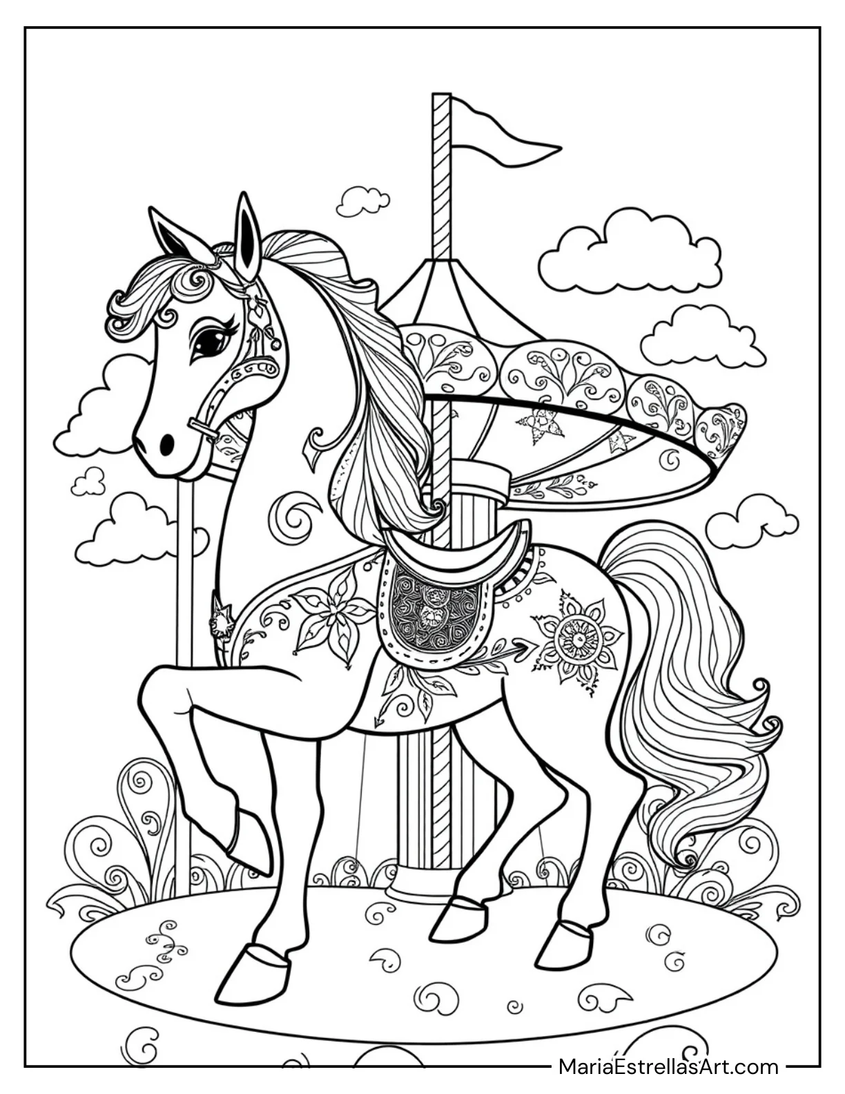 Carousel Horse With Intricate Patterns