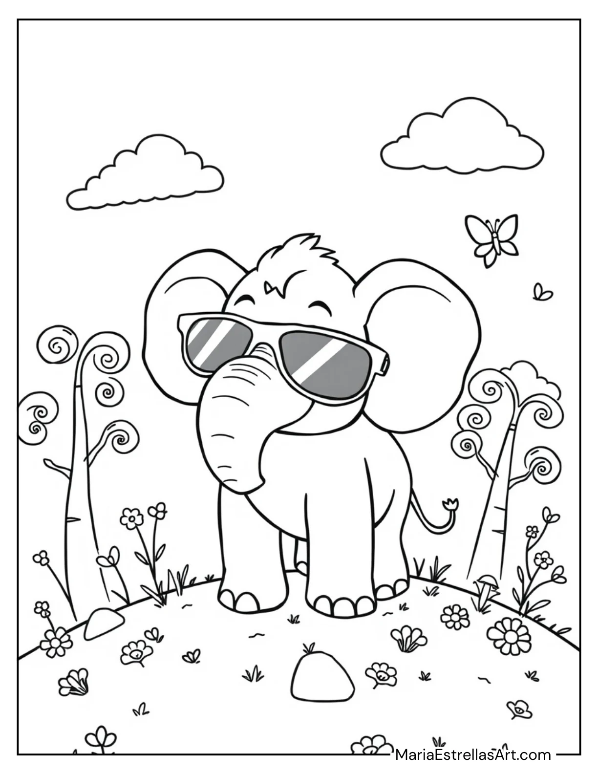 Cartoon Elephant With Sunglasses