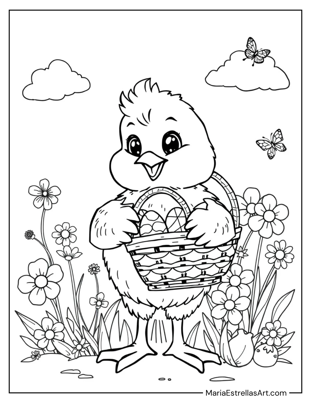 Chick Holding a Small Easter Basket