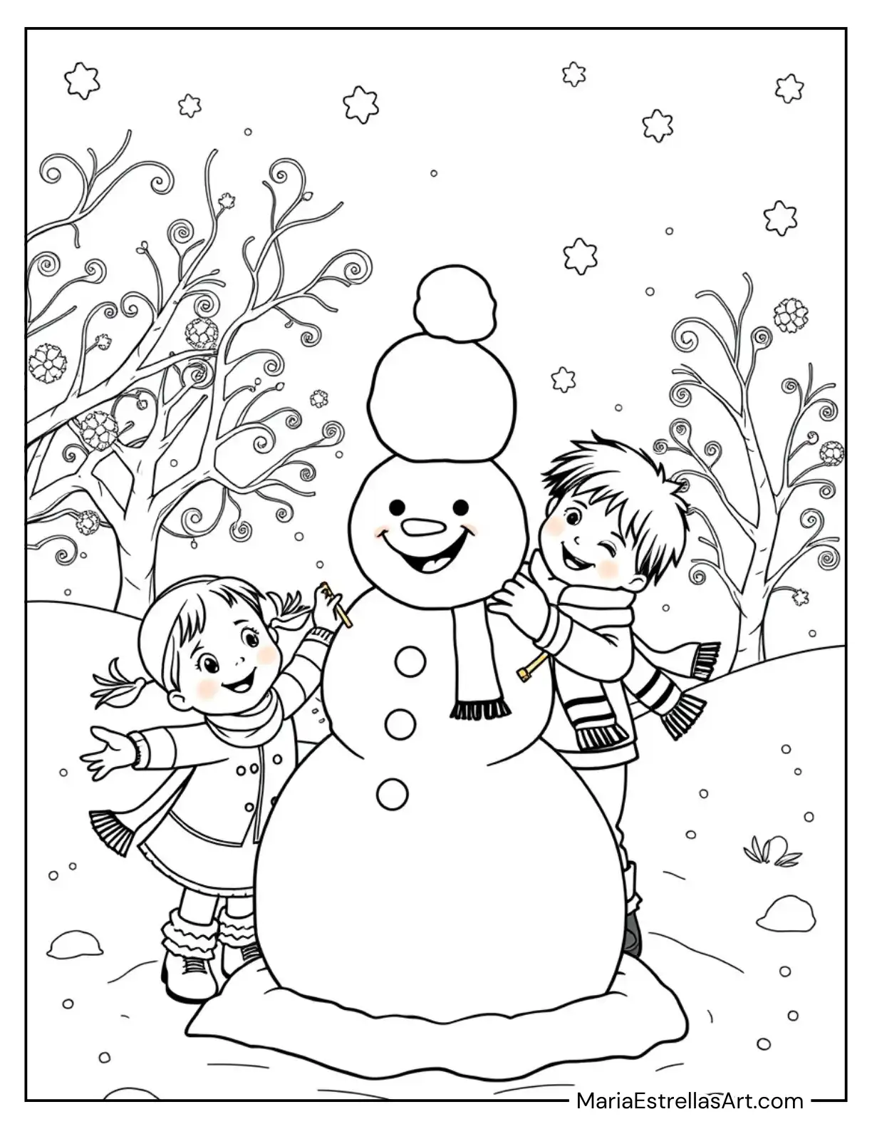 Children Building a Snowman