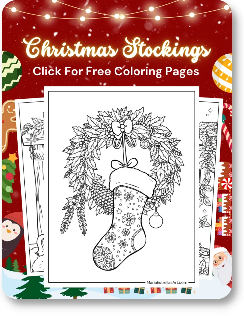 Christmas Stockings Coloring Pages For Christmas