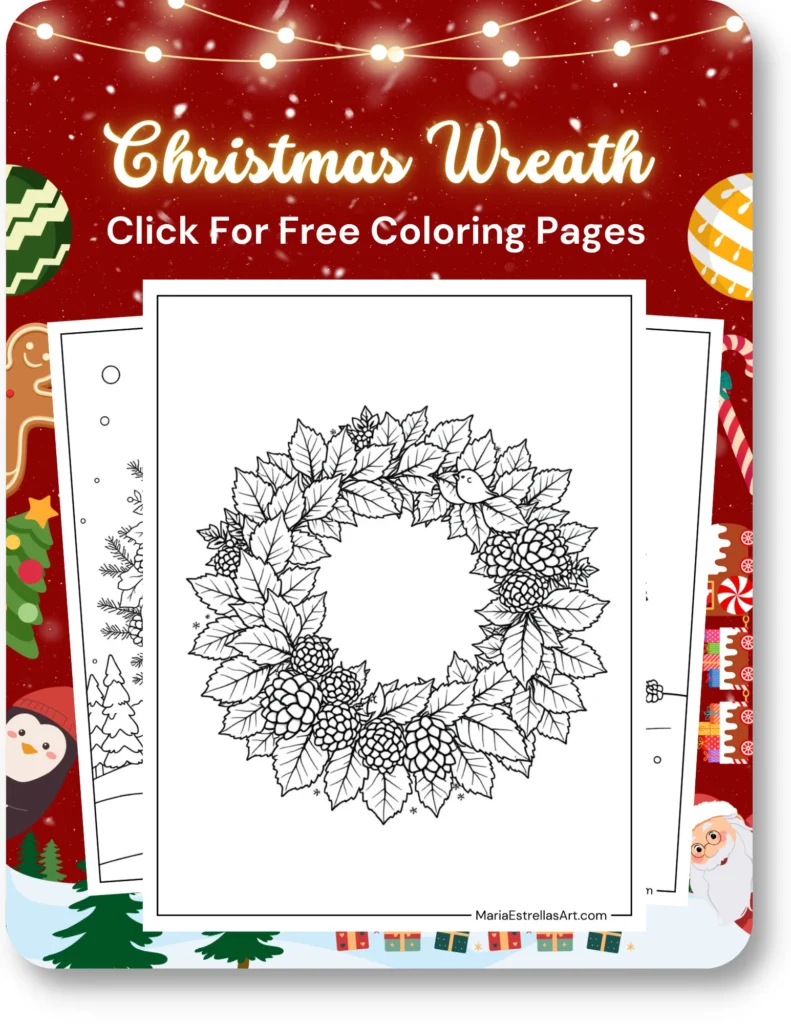 Christmas Wreath Coloring Pages For Christmas