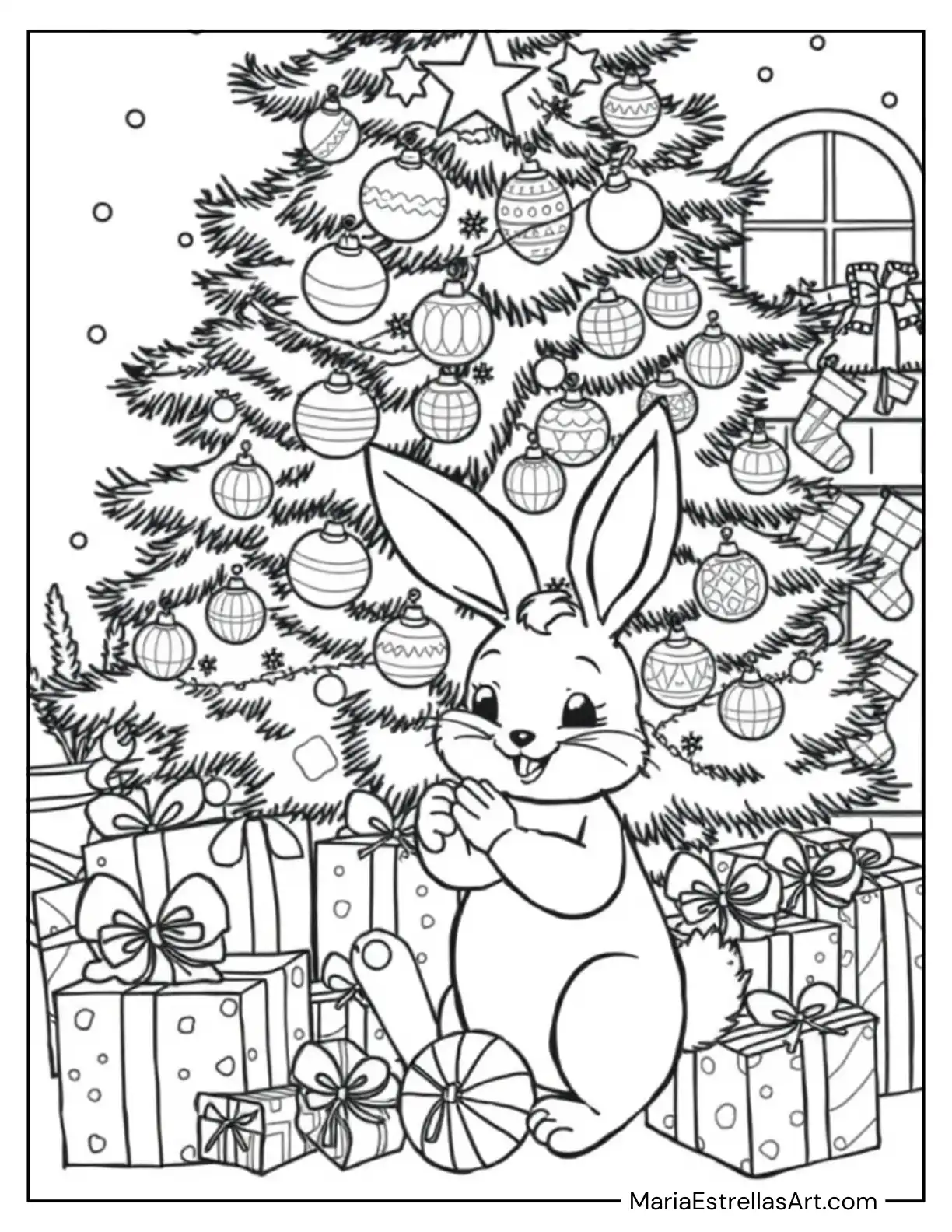 Christmas tree with a Cute Bunny