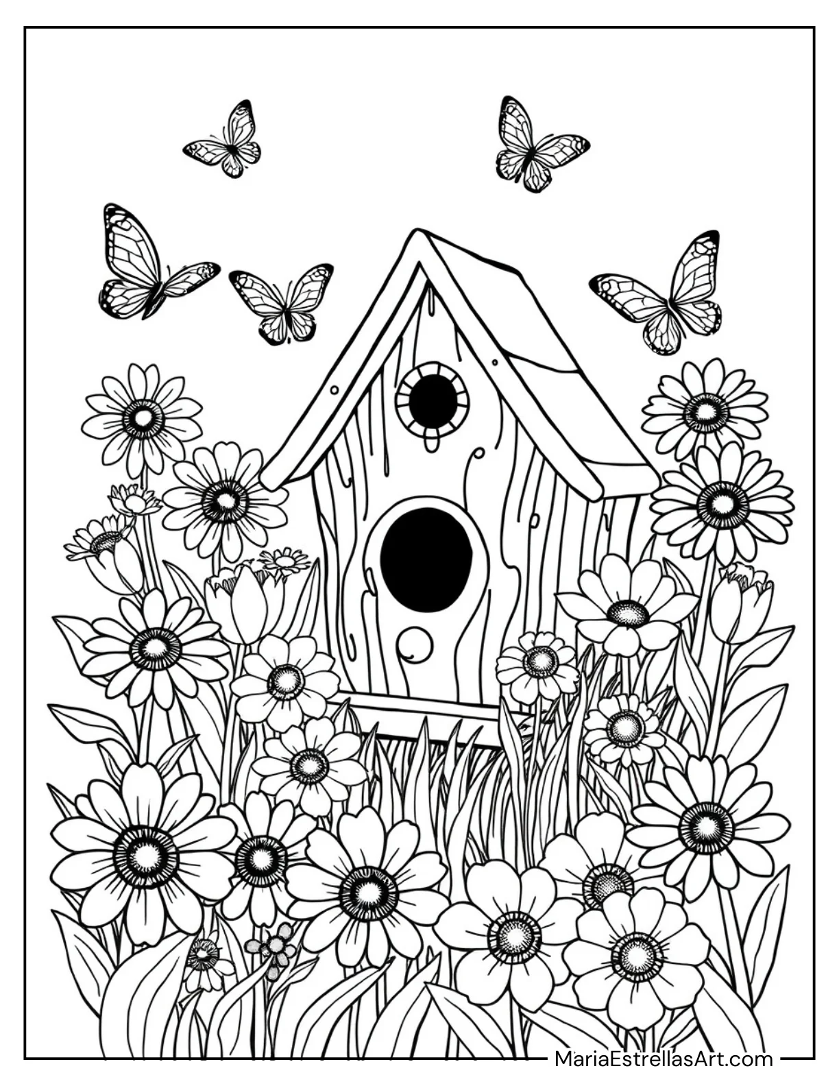 Cozy Birdhouse with Flowers