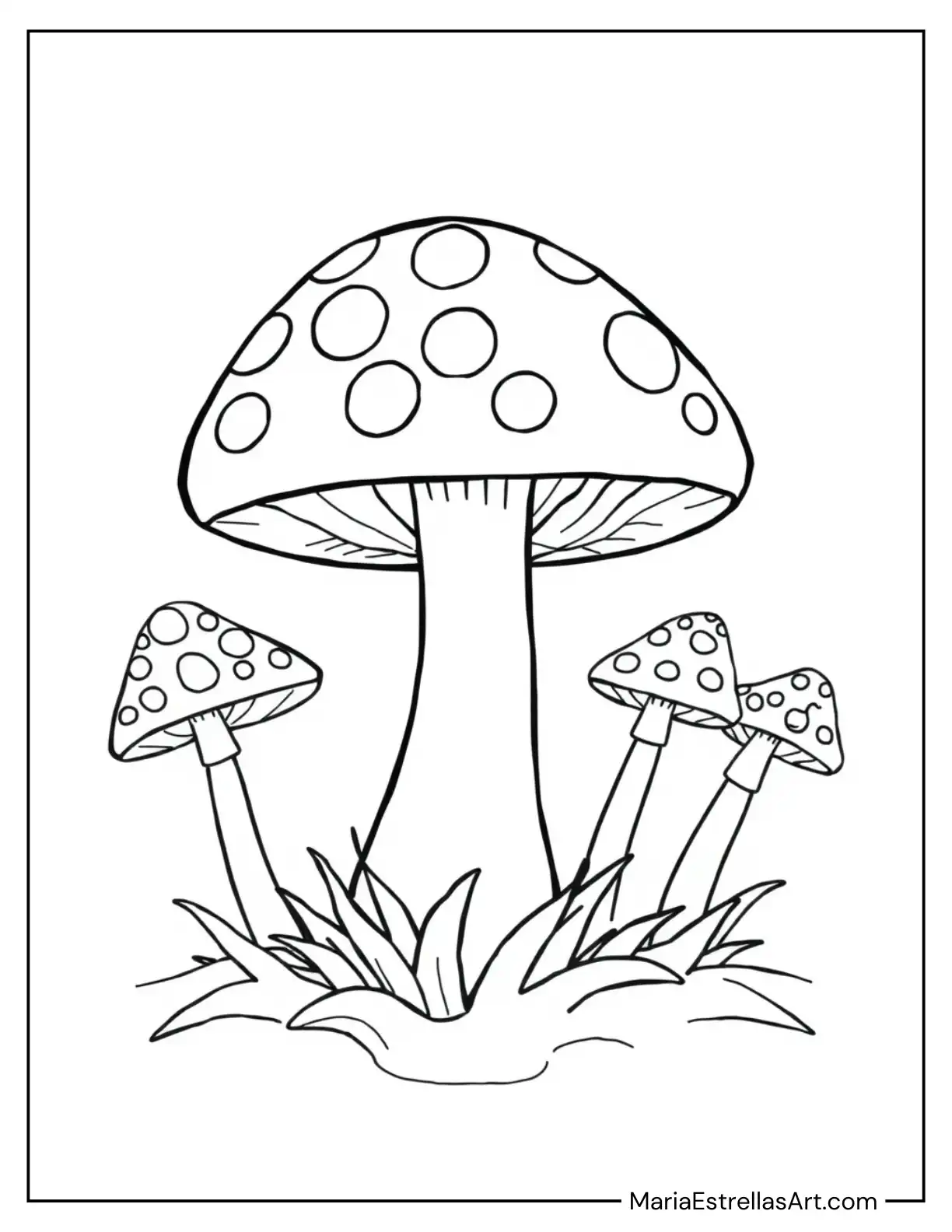 Cute Mushroom With a Large Cap and Simple Dots